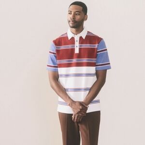 Striped Red and Blue Men's Polo Shirt